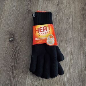 Mens Black Cable Knit Thermal Winter Gloves by Heat Lockers Large/Extra Large
